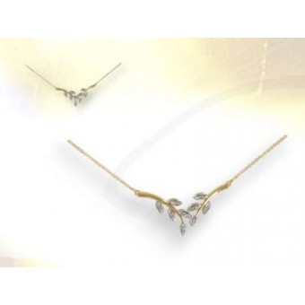 Collier acacia or et diamants Collier acacia or et diamants