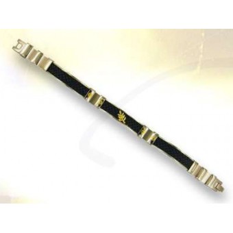 Bracelet acier cuir et or Bracelet acier cuir et or