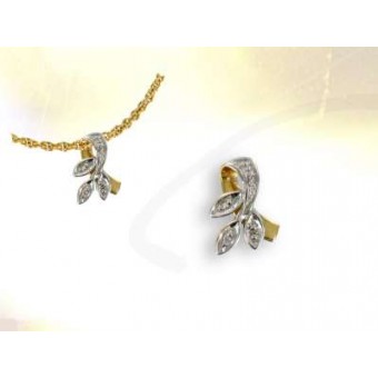 Pendentif acacia or et diamants Pendentif acacia or et diamants