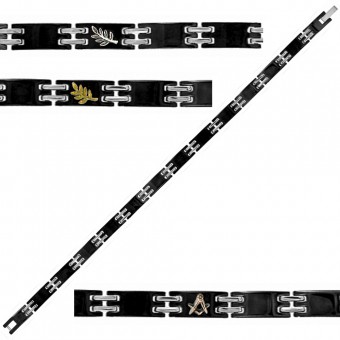 Bracelet acier noir et symbole maçonnique Bracelet acier noir et symbole maçonnique